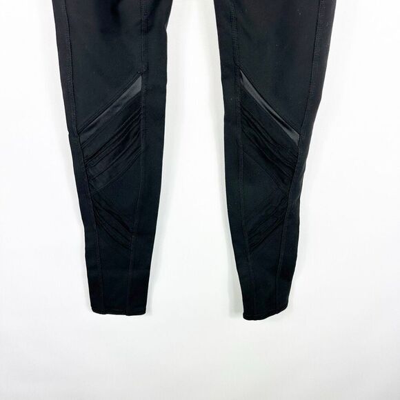 Alo Black Leggings High Rise Sheer Mesh Legs Pin Tuck Size XS Inseam 28" - Picture 9 of 12